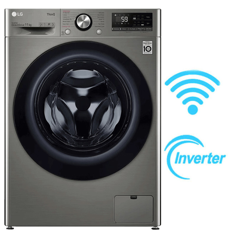 Machine à Laver Frontale LG F4Y5EYGYPV Smart Inverter 11Kg Silver en Tunisie