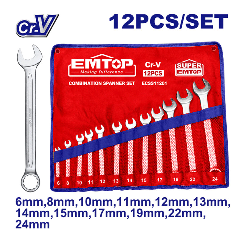 Jeu de 12 Clés Mixtes Emtop ECSS11201 Silver EN Tunisie