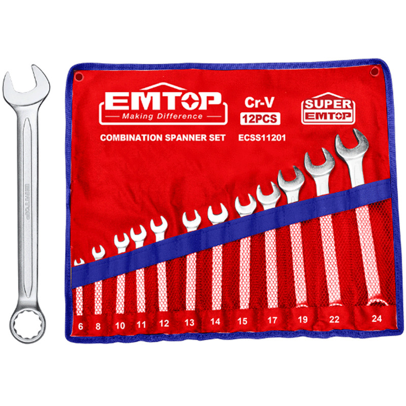 Jeu de 12 Clés Mixtes Emtop ECSS11201 Silver EN Tunisie