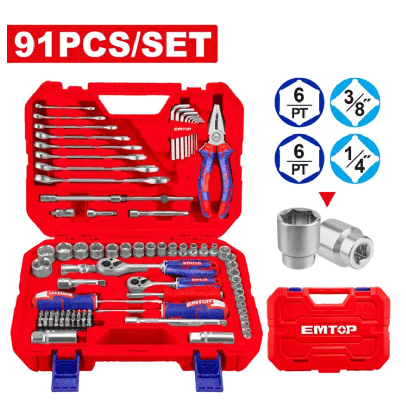 Caisse À Outils Emtop EHTS00911 91 Pièces Bleu en Tunisie