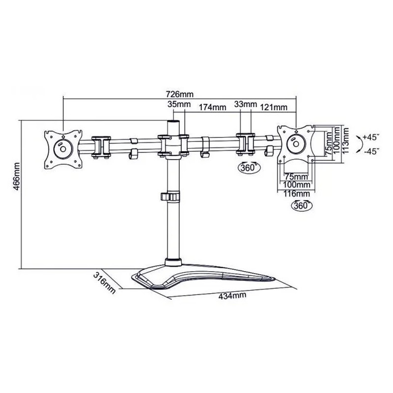 Support De Bureau SBOX pour 2 moniteurs LCD-F024 / 13"-27" en Tunisie
