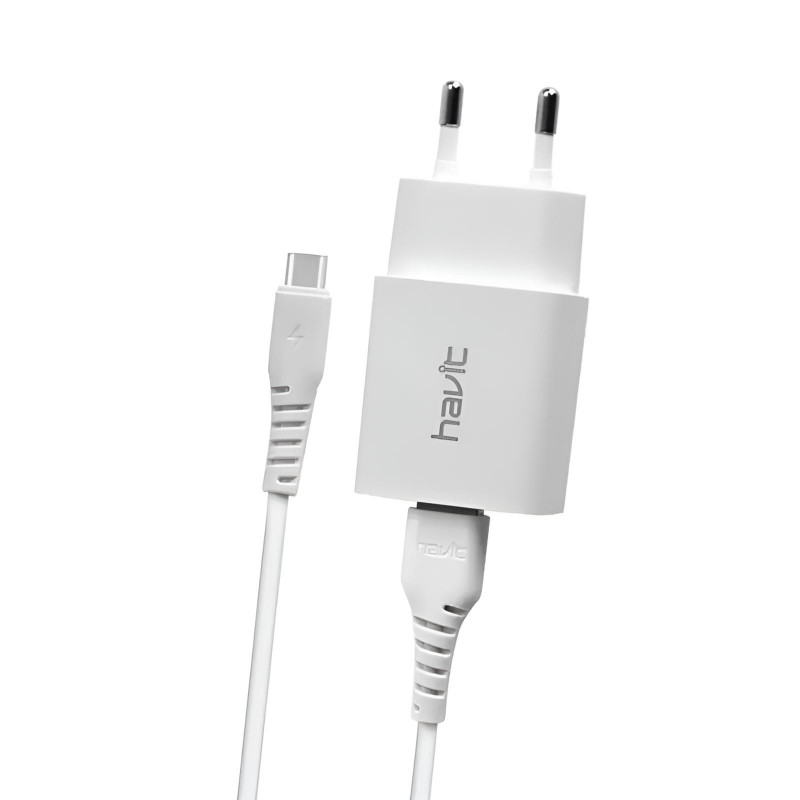 Chargeur Secteur Havit ST902 2 Ports USB + Cable Type-C Blanc en Tunisie