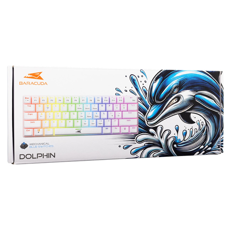 Clavier Gamer Baracuda BGK-03221 Dolphin Blue Switch Blanc en Tunisie