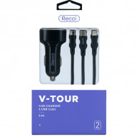 Chargeur Voiture Recci V-Tour 3EN1 Noir
