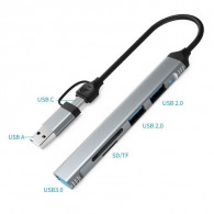 Adaptateur Airsky 5En1 Type-C/USB Vers USB + SD + TF Gris En Tunisie Adaptateur Airsky 5En1 Type-C/USB Vers USB + SD + TF Gris En Tunisie