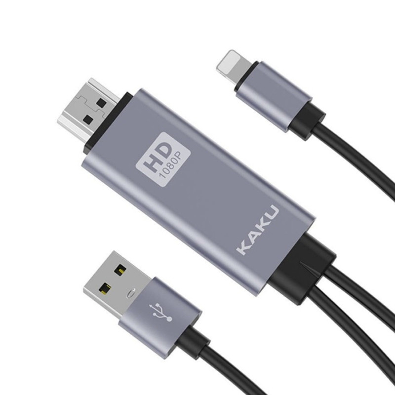 Adaptateur Kaku KSC-557 3En1 USB/Lightning vers HDMI 4K Gris en Tunisie