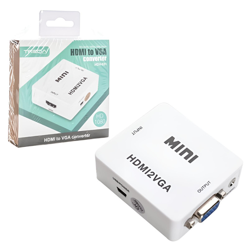 Convertisseur TREQA HDMI Vers VGA Blanc En Tunisie