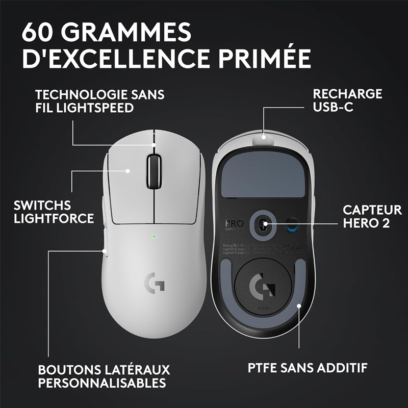 Souris Gamer Logitech G Pro X Superlight 2 Noir En Tunisie