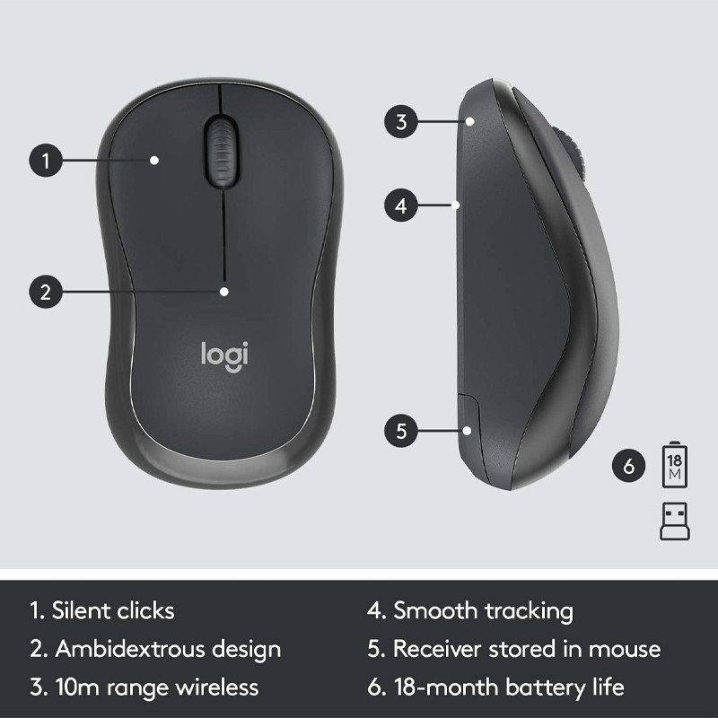 Pack Clavier et Souris Sans Fil Logitech MK295 Noir en Tunisie