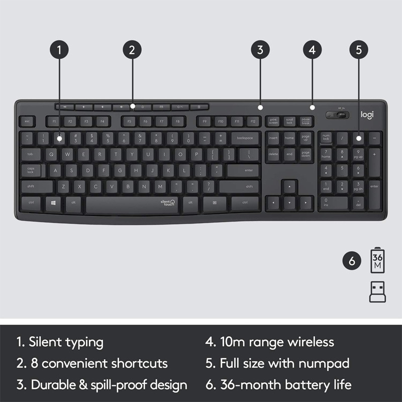Pack Clavier et Souris Sans Fil Logitech MK295 Noir en Tunisie