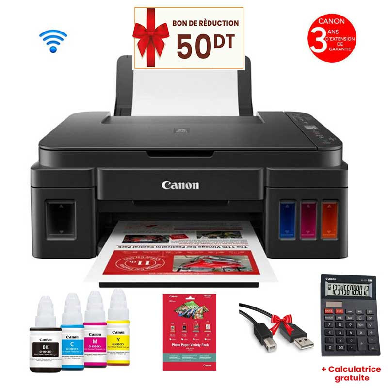 Imprimante à Réservoir Intégré Canon Pixima G3410 3en1 Couleur Wi-Fi Noir en Tunisie Imprimante à Réservoir Intégré Canon Pixima G3410 3en1 Couleur Wi-Fi Noir en Tunisie