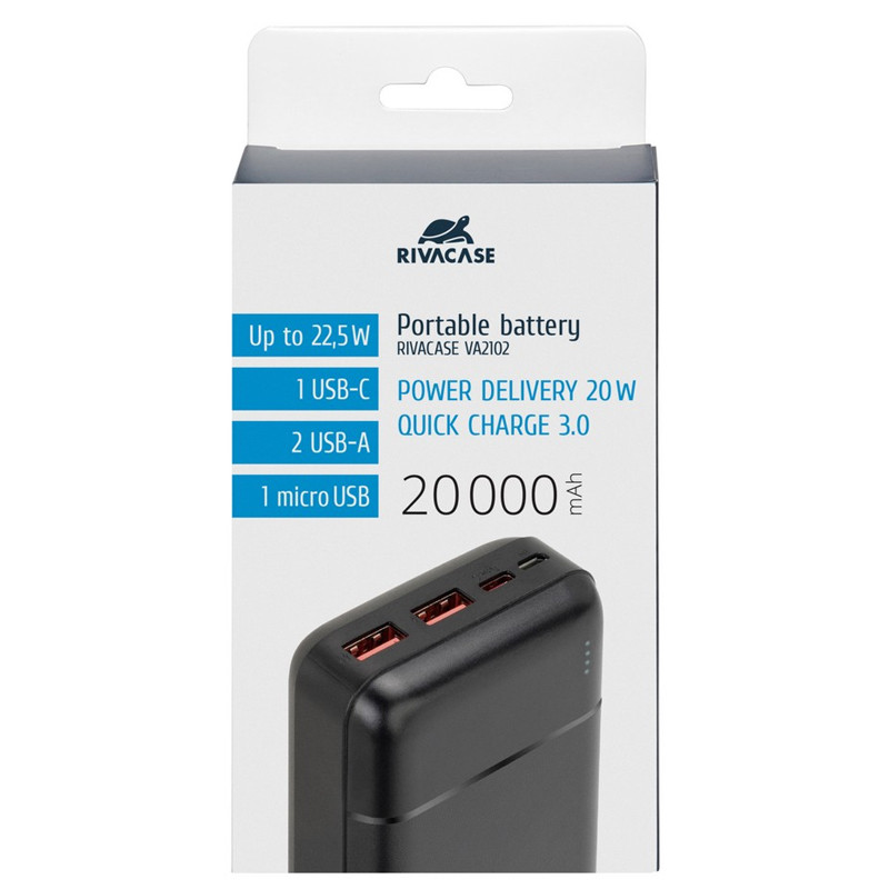 Power Bank Rivacase VA2102-BK 20000 mAh Noir En Tunisie