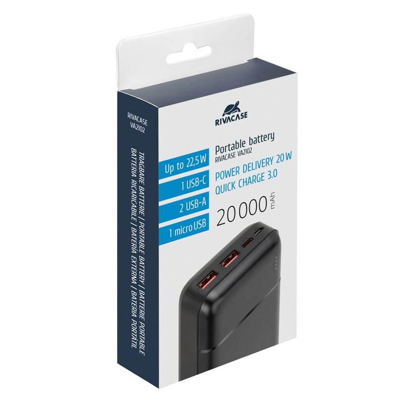 Power Bank Rivacase VA2102-BK 20000 mAh Noir En Tunisie
