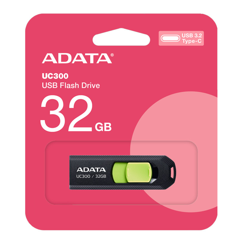 Clé USB Adata UC300 32Go Type-C Noir&Vert En Tunisie