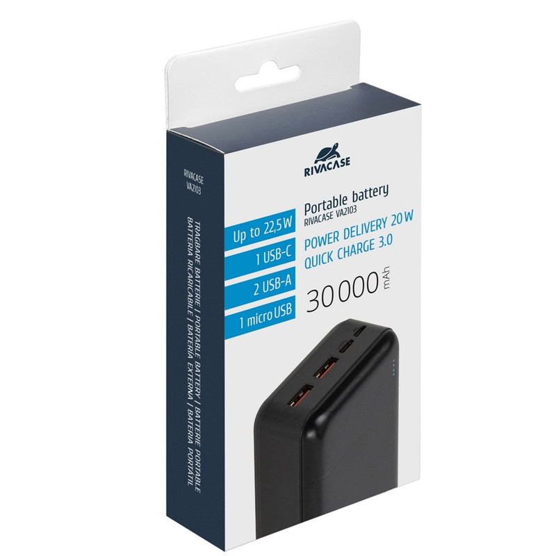 Power Bank Rivacase VA2103-BK 30000 mAh Noir En Tunisie