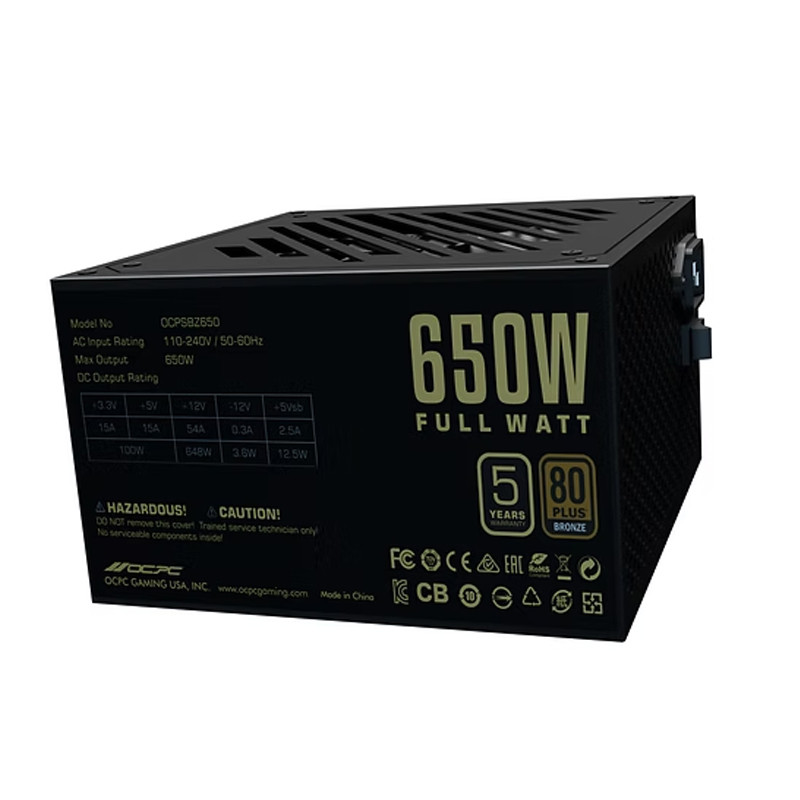 Bloc d'Alimentation OCPC OCPSBZ650 650W Noir En Tunisie