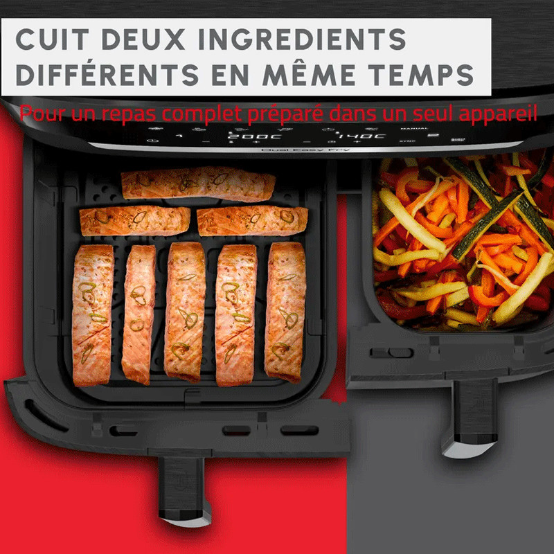 Air Fryer Moulinex Easy Fry Dual XXL EZ942HF0 2700W 11L Gris Charbon en Tunisie