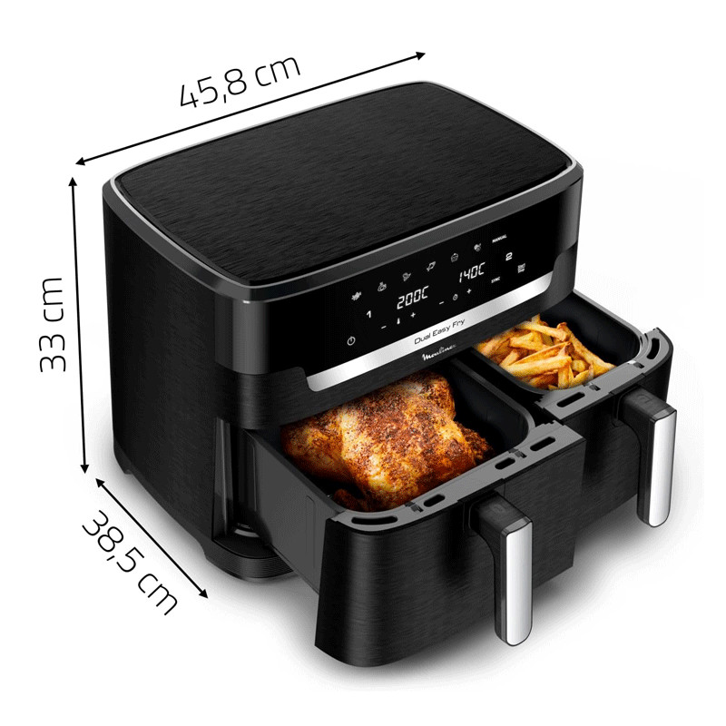 Air Fryer Moulinex Easy Fry Dual XXL EZ942HF0 2700W 11L Gris Charbon en Tunisie