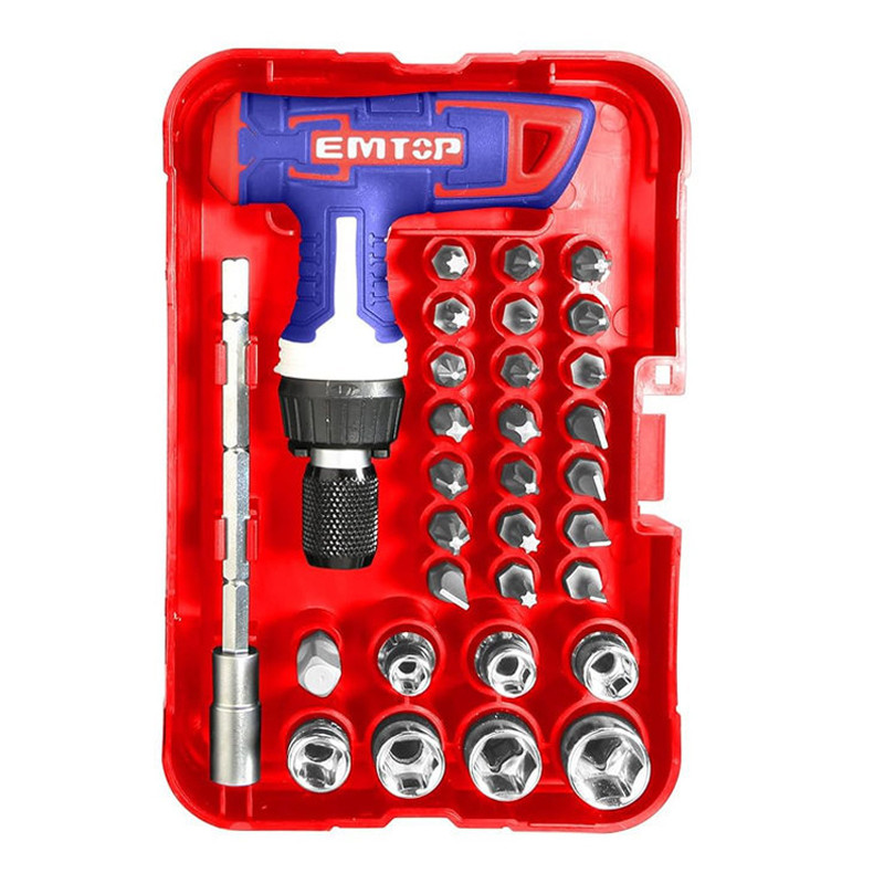 Jeu De 31 Tournevis Cliquet Emtop EBST03102 Rouge en Tunisie Jeu De 31 Tournevis Cliquet Emtop EBST03102 Rouge en Tunisie