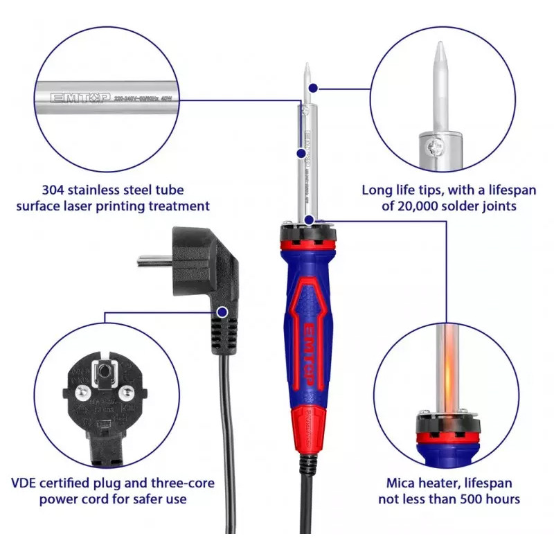 Fer À Souder Électrique Emtop EESL6010 60W Bleu en Tunisie