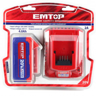 Kit Batterie Et Chargeur P20S Emtop ELBCPK1214 20V Rouge en Tunisie