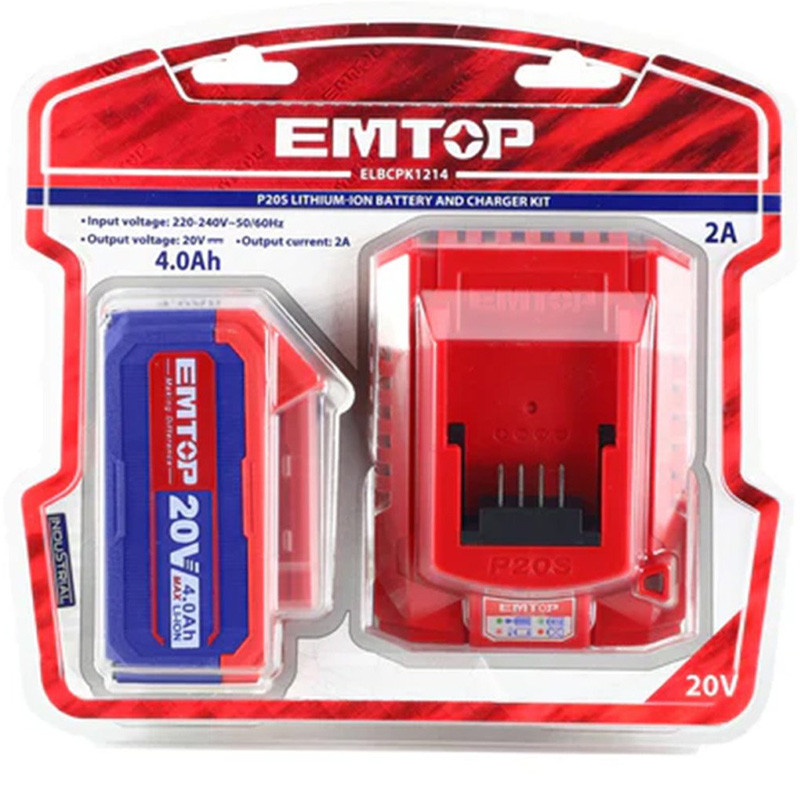 Kit Batterie Et Chargeur P20S Emtop ELBCPK1214 20V Rouge en Tunisie