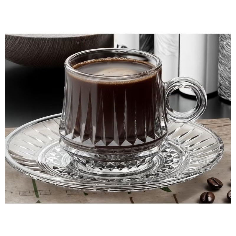 Coffret De 6 Tasses à Café City Glass Sicily 8.5cl Transparent  EN Tunisie