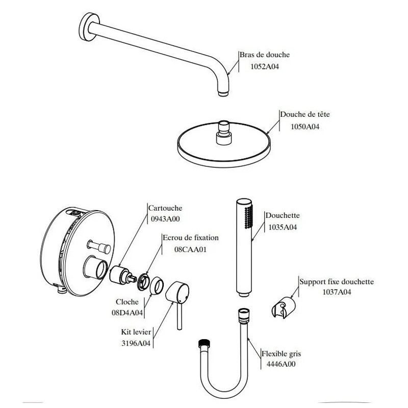 Kit Mitigeur De Douche Sopal Encastré avec inverseur Bizerte 06CZA04 Silver En Tunisie