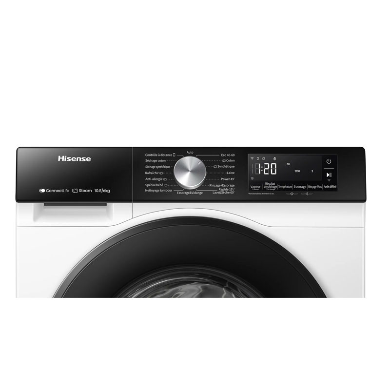 Machine à Laver Frontale Hisense WF3S1043BW 10.5Kg Smart  Blanc en Tunisie