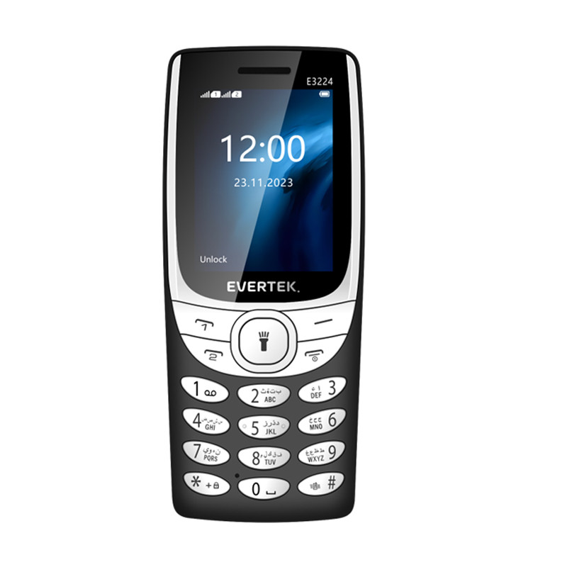 Téléphone Portable Evertek E3224 24Mo Noir en Tunisie