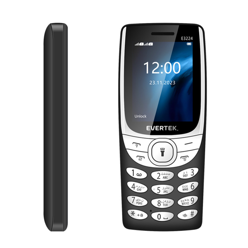 Téléphone Portable Evertek E3224 24Mo Noir en Tunisie