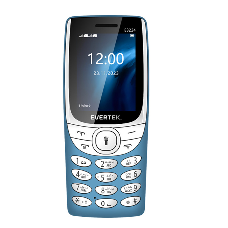 Téléphone Portable Evertek E3224 24Mo Bleu Clair en Tunisie