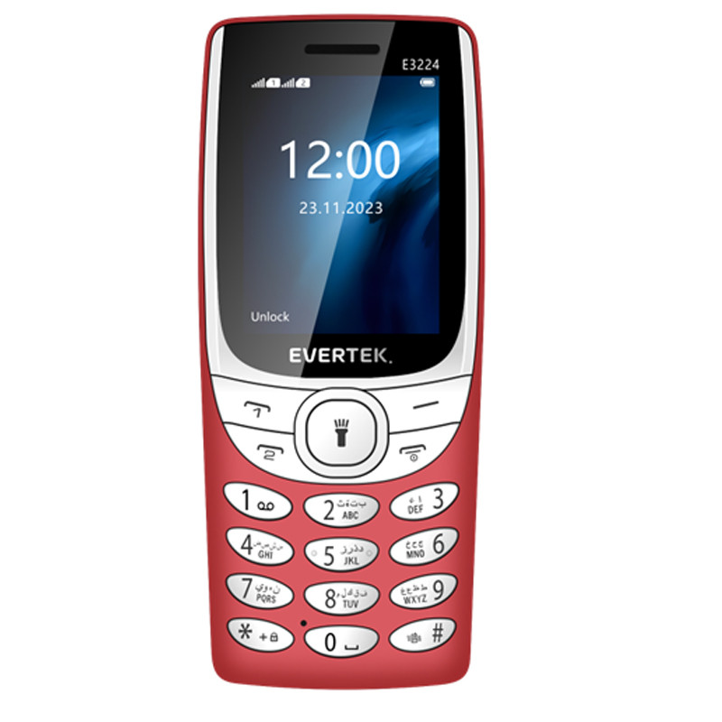 Téléphone Portable Evertek E3224 24Mo Rouge en Tunisie