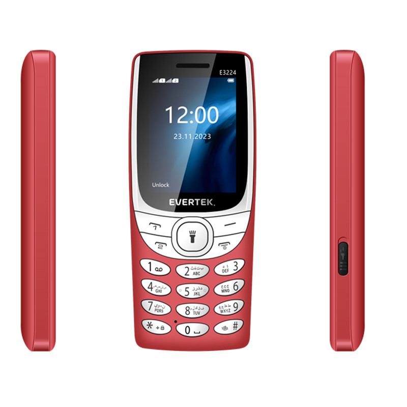 Téléphone Portable Evertek E3224 24Mo Rouge en Tunisie