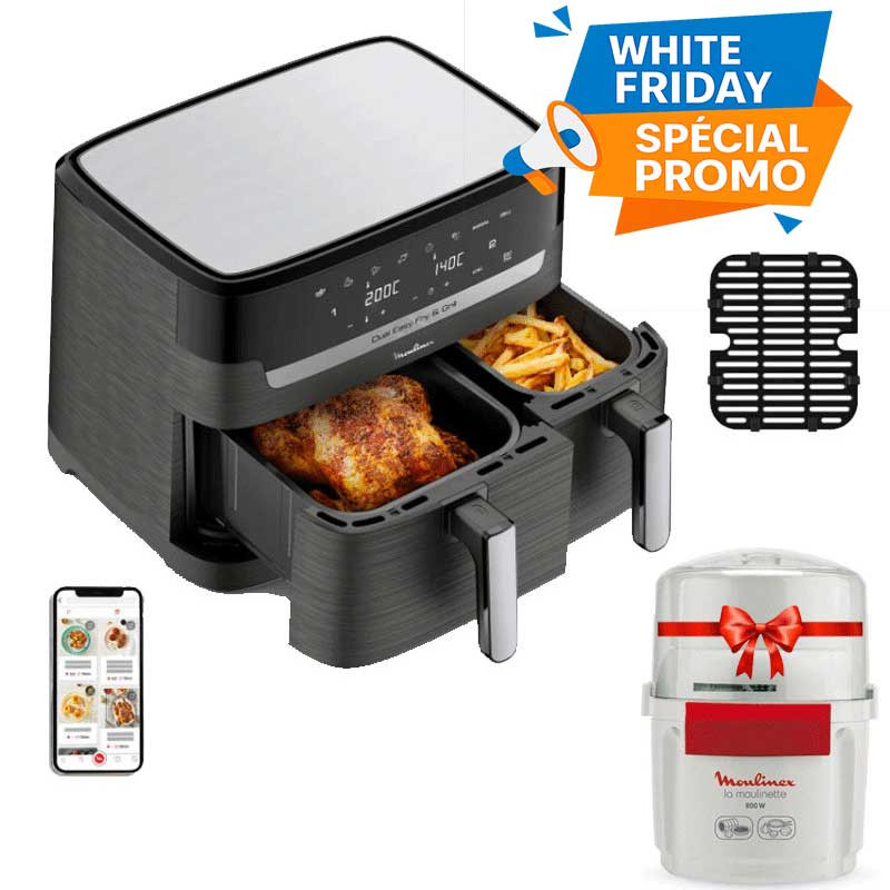 Air fryer Moulinex Dual Easy Fry & Grill EZ905B20 2450W En Tunisie