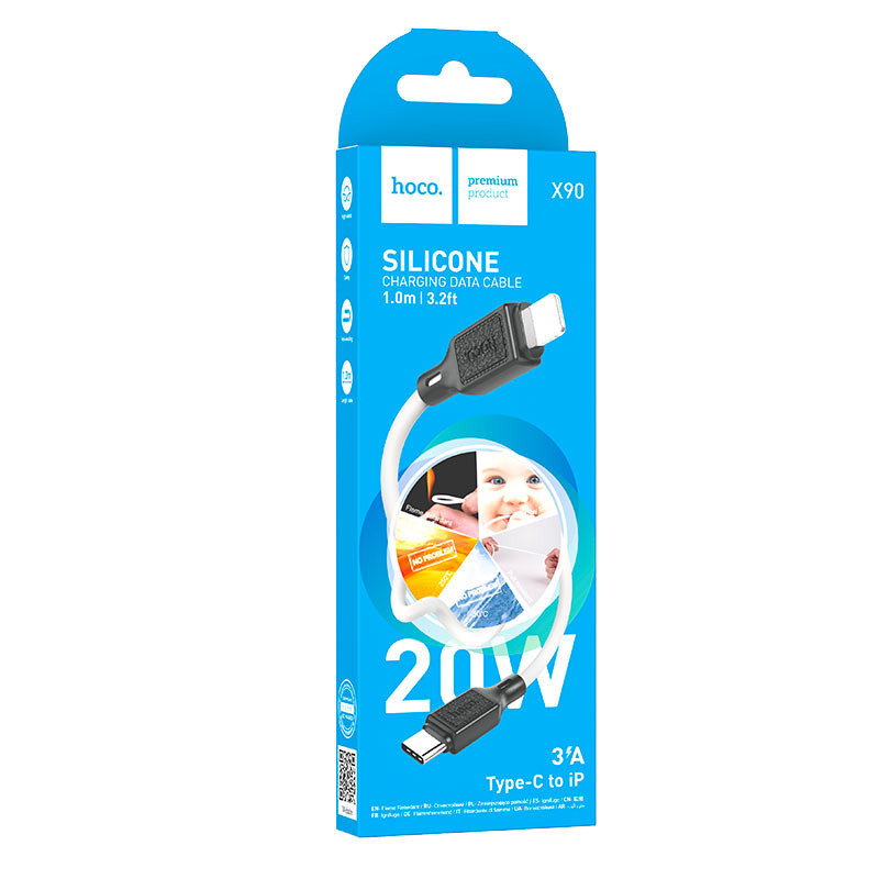 Câble Chargeur Hoco X90 Type-C Vers Lightning 20W Blanc En Tunisie