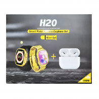 Coffret Montre Connectée H20 + 7 Ceintures + Écouteurs Sans Fil Gold en Tunisie