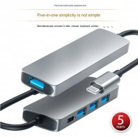 Adaptateur Airsky 5En1 Type-C Vers USB-A + USB-C Gris en Tunisie