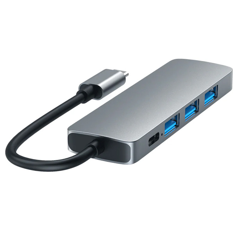 Adaptateur Airsky 5En1 Type-C Vers USB-A + USB-C Gris en Tunisie