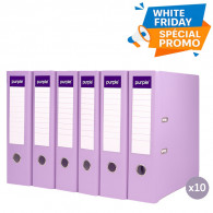 Pack de 10 Classeur à Levier Purple Essential Dos 75mm Violet Pastel En Tunisie