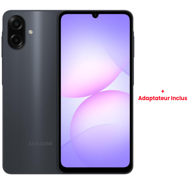 Samsung Galaxy A07  8 Go (4Go + 4Go Extensible) 128Go + Adaptateur Noir