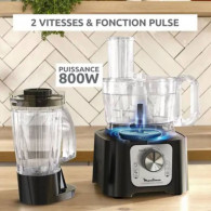 Robot Multifonctions Moulinex Double Force Compact FP546811 800W Noir EN Tunisie