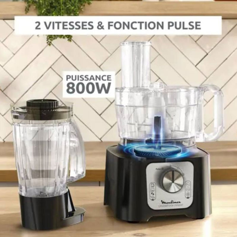 Robot Multifonctions Moulinex Double Force Compact FP546811 800W Noir EN Tunisie