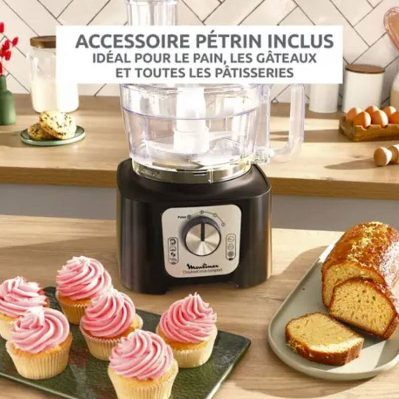 Robot Multifonctions Moulinex Double Force Compact FP546811 800W Noir EN Tunisie