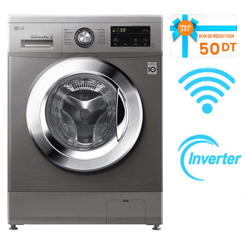 Machine à Laver Frontale LG FH2J3TNG5P 8Kg Direct Drive - Silver