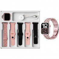 Coffret Montre Connectée Wisme X12 Mini + 5 Ceintures Rose Gold en Tunisie