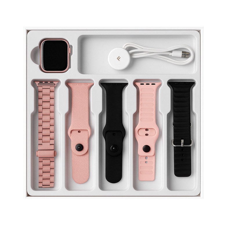 Coffret Montre Connectée Wisme X12 Mini + 5 Ceintures Rose Gold en Tunisie