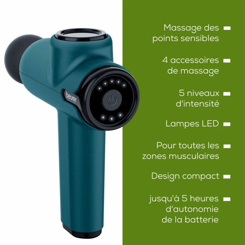 Pistolet De Massage Musculaire Beurer Compact MG99 Vert en Tunisie