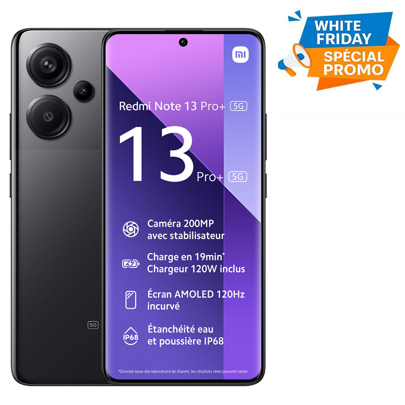Smartphone Xiaomi Redmi Note 13 Pro Plus 12Go 512Go Noir en Tunisie