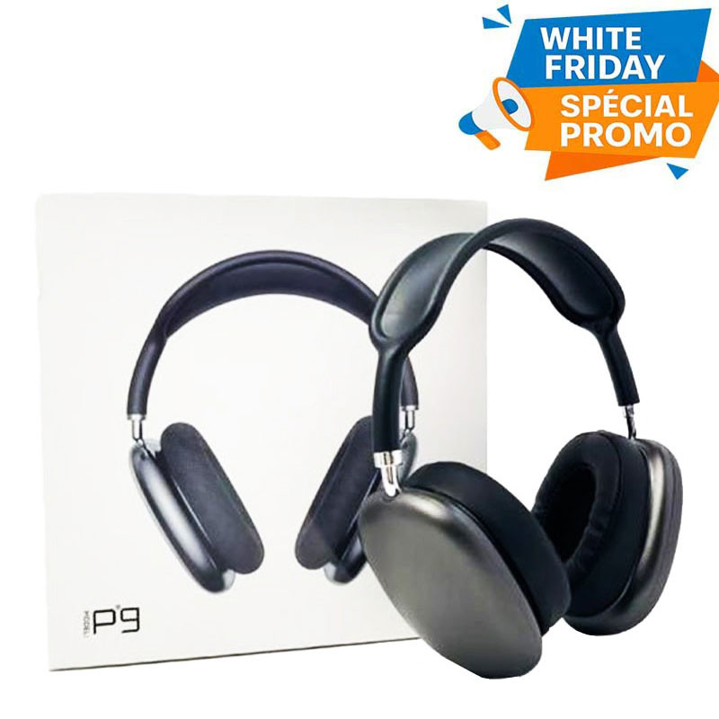 Casque Sans Fil P9 Bluetooth Avec Emplacement Carte Mémoire Noir